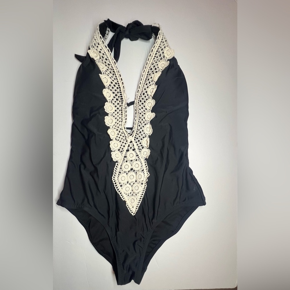 Elegant Black and Cream women’s one piece swimsuit